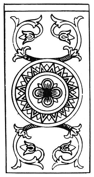 TAROT CARD: ACE OF PENCES. The Ace of Pences (Money). Woodcut, French, 16th century
