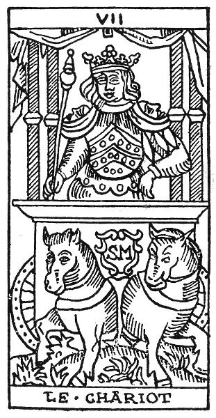 TAROT CARD: THE CHARIOT. The Chariot (Triumph). Woodcut, French, 16th century