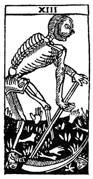 TAROT CARD: DEATH. Death. Woodcut, French, 16th century