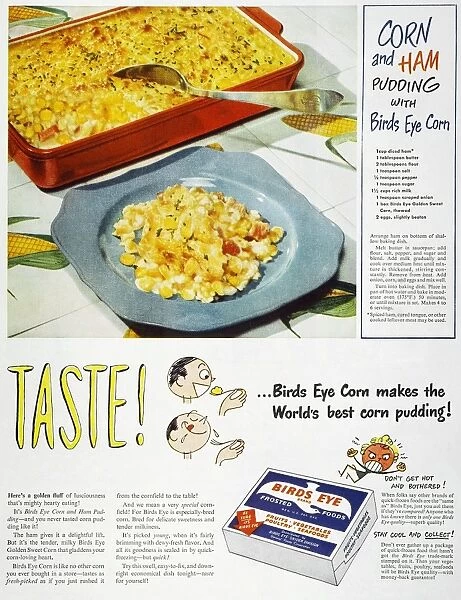 Taste! Advertisement for Birds Eye Frosted Foods from an American magazine