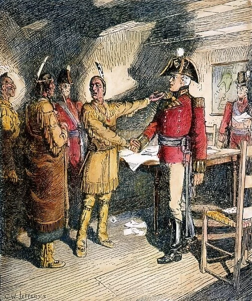 TECUMSEH & ISaC BROCK 1812. The meeting of General Isaac Brock (1769-1812) and Tecumseh