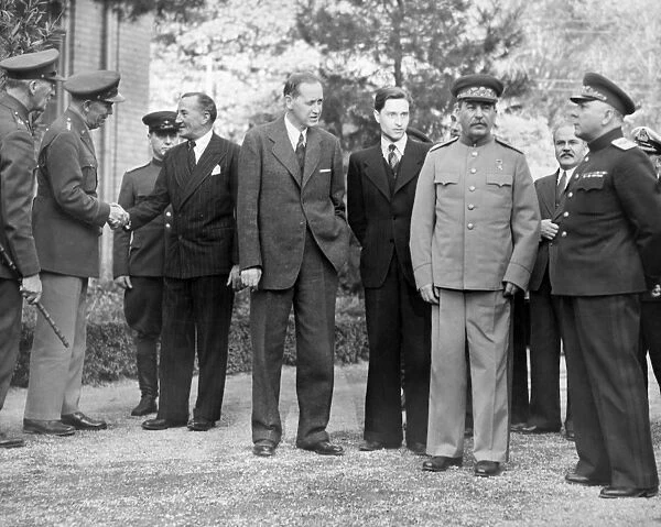 TEHRAN CONFERENCE, 1943. Outside the Russian Embassy during the Tehran Conference, 1943