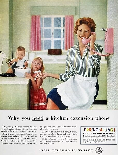 TELEPHONE ADVERTISEMENT. Bell Telephone advertisement from an American magazine, 1959
