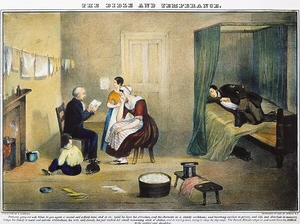 TEMPERANCE MOVEMENT, c1840. The Bible and Temperance, plate 2: lithograph, c1840 by Nathaniel Currier