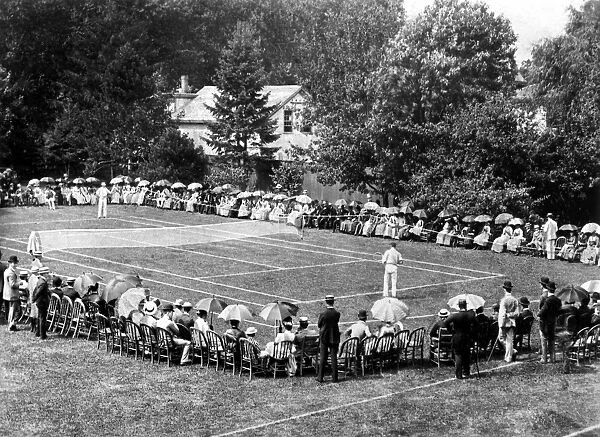 TENNIS, 1887. Match on the Casino Courts, Newport, Rhode Island, between Richard