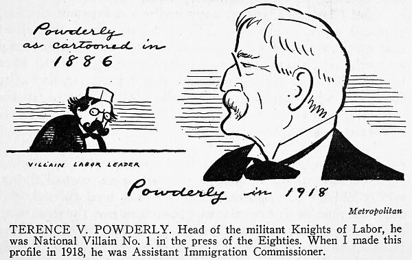 TERENCE VINCENT POWDERLY (1849-1924). American labor leader. Drawing, 1918, by Art Young