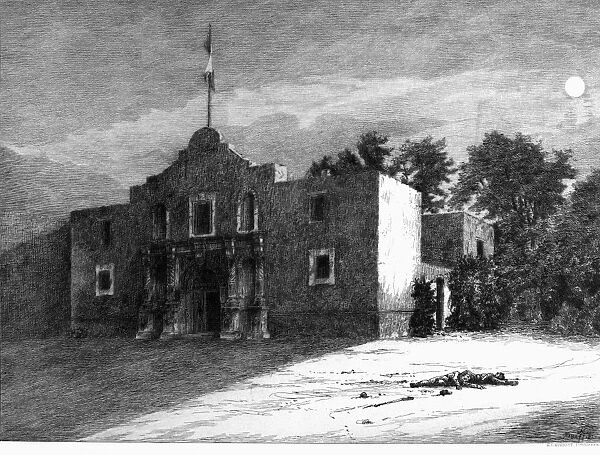 TEXAS: ALAMO, 1836. The Mission of the Alamo, San Antonio, Texas. Line engraving