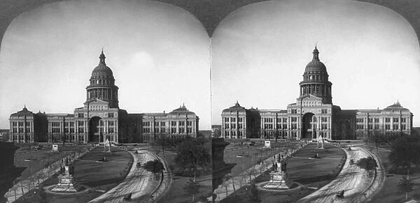 TEXAS STATE CAPITOL. The Texas State House in Austin, Texas. Stereograph, 1909