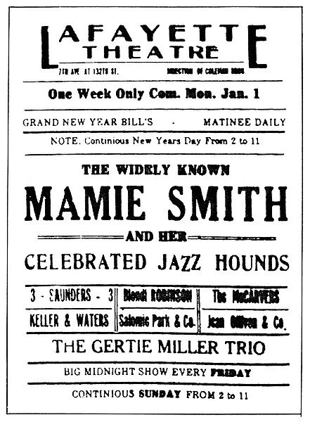 THEATER POSTER, 1920s. Advertisement for a jazz program at the Layfayette Theater in Harlem