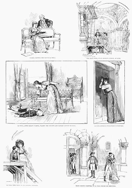 THEATRE: LA TOSCA, 1887. Scenes from the play, La Tosca, by Victorien Sardou