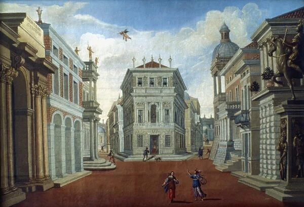 THEATRE: STAGE SET. Backdrop for the play The Jealous Venus. Oil on canvas, Venice
