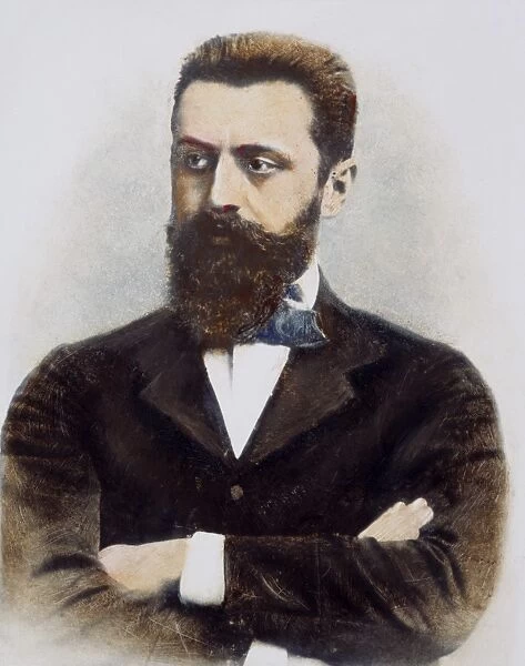 THEODOR HERZL (1860-1904). Hungarian Zionist leader. Oil over a photograph, n. d