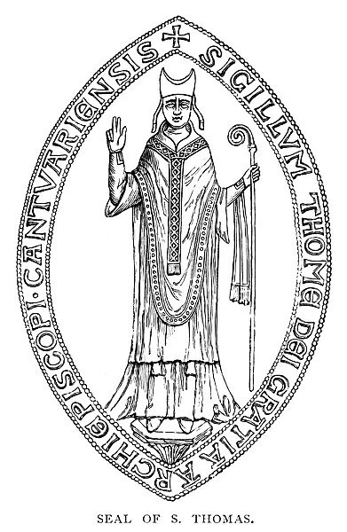 THOMAS A BECKET (c1118-1170). English prelate. The seal of St. Thomas. Wood engraving