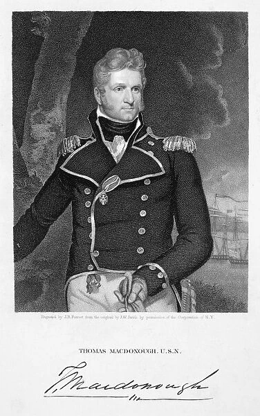 THOMAS MACDONOUGH (1783-1825). American naval commander. Stipple engraving, 1833, after a painting, 1812, by John Wesley Jarvis