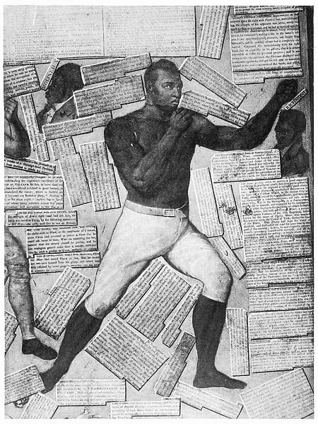 Thomas Molineaux, one of Americas first black boxers, featured on a detail from Lord Byrons screen, compiled from clippings and illustrations from Pierce Egans Boxiana: or Sketches of Modern Pugilists, 1818-1824, published in London, England