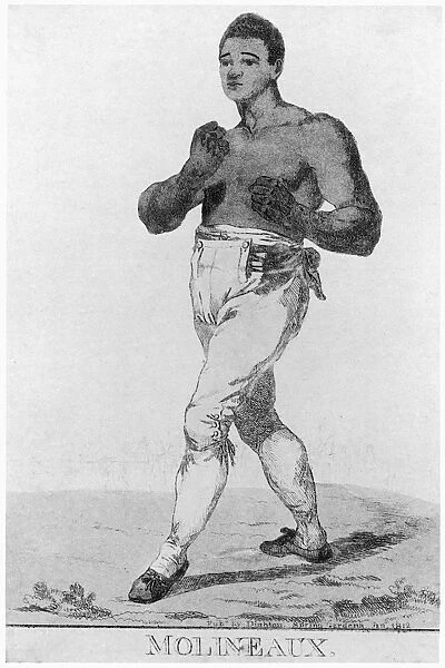 Thomas Molineaux, one of the first black American boxers. Etching, 1812, by Richard Dighton