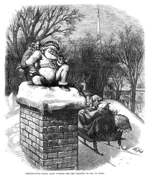 THOMAS NAST: SANTA CLAUS. Christmas Eve - Santa Claus Waiting for the Children to Get to Sleep