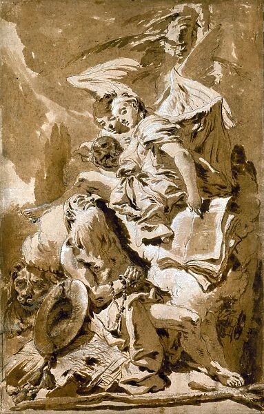 TIEPOLO: SAINT JEROME. Saint Jerome in the Desert Listening to the Angels