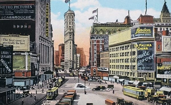 TIMES SQUARE, c1924. Times Square in New York City looking south towards the New York Times building at 42nd Street. American postcard, c1924