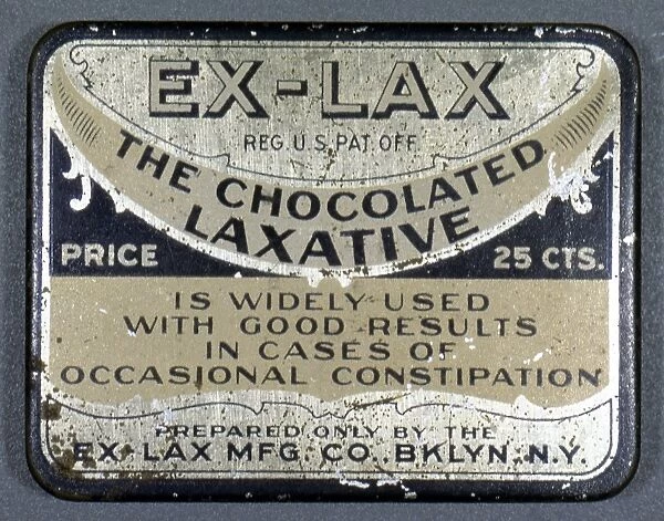 Tin for Ex-Lax chocolate flavored laxatives, c1920