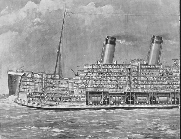 THE TITANIC, 1912. The biggest ship in the world, shown in section. From a contemporary newspaper, April 20, 1912