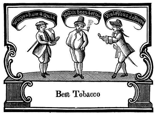TOBACCO LABEL, 1730. English woodcut tobacco label, 1730