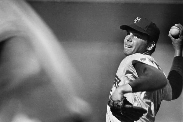 TOM SEAVER (1944- ). George Thomas Seaver, known as Tom. American baseball pitcher. Pitching for the New York Mets against the Baltimore Orioles in Game 1 of the 1969 World Series, at Memorial Stadium, Baltimore, Maryland, 11 October 1969