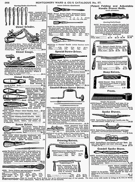 TOOL ADVERTISEMENT, 1895. From the Montgomery Ward & Co. catalogue of 1895