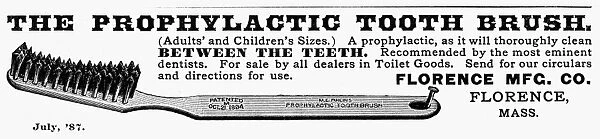 TOOTHBRUSH AD, 1887. American advertisement, 1887