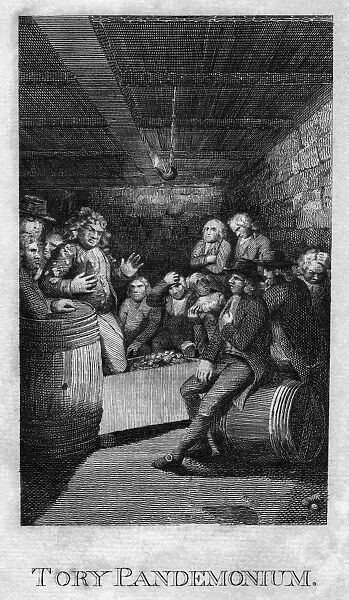 TORY PANDEMONIUM, c1775. A meeting of angry loyalists during the American Revolution