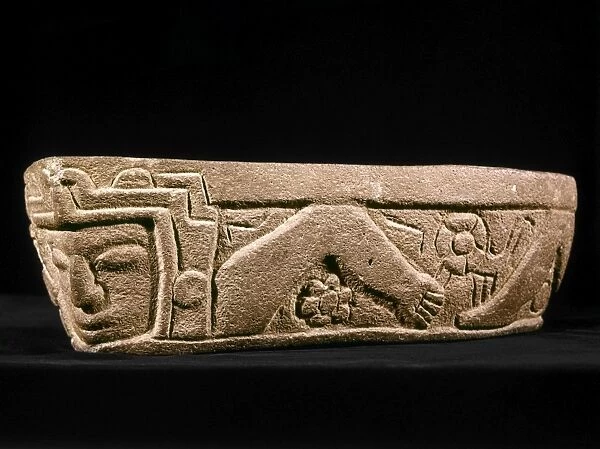 Totonac stone relief of a swimmer, from El Tajin, Veracruz, Mexico, 600-800 A. D