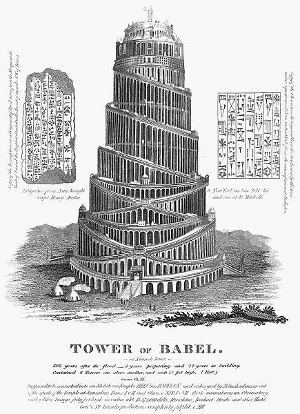 TOWER OF BABEL. Engraving, early 19th century