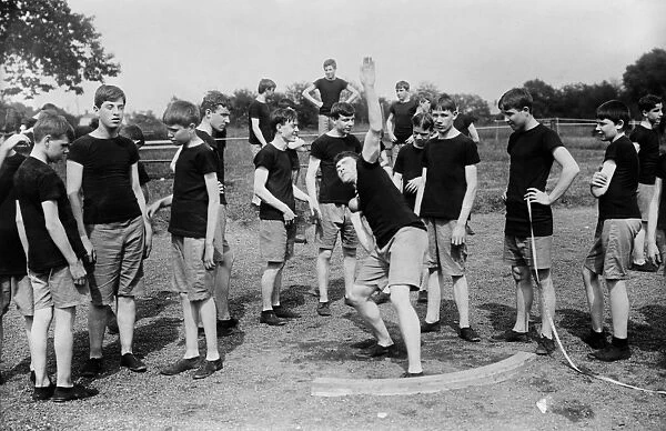 TRACK AND FIELD, c1910. Blind track and field athletes at Overbrook School for