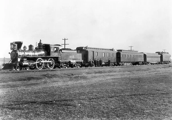 TRAINS, U. S. A. Union Pacific locomotive (1870) with cars of 1865, 1875 and 1883