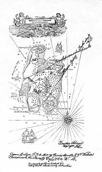 TREASURE ISLAND MAP, 1883. Map of Treasure Island from the first edition of Robert