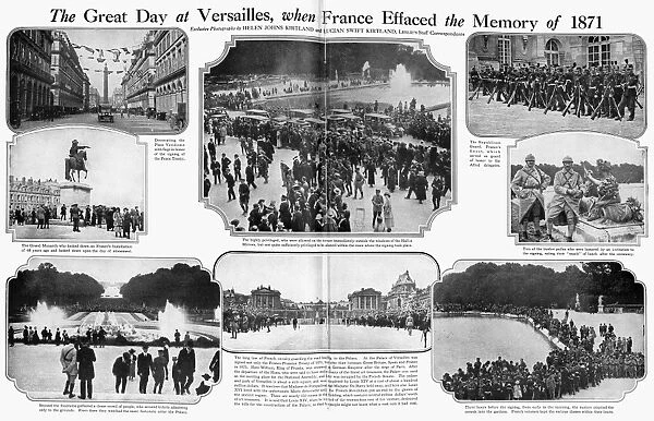 TREATY OF VERSAILLES, 1919. Two-page photographic spread from an American magazine