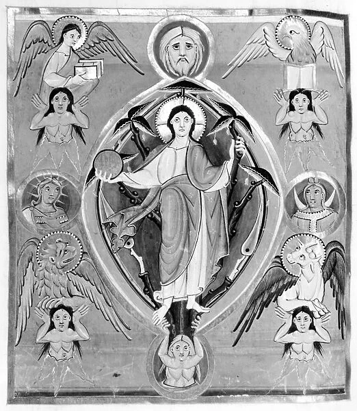 TREE OF LIFE. Christ the Saviour in the Tree of Life. Page from a Gospel book, German