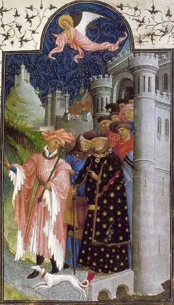 TRES RICHES HEURES. Noblemen. Illlumination from the 15th century manuscript of