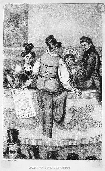 TROLLOPE: BOX AT THEATRE. Box at the Theatre (for a performance of William Shakespeares Hamlet ). Lithograph illustration, 1832, from the first American edition of Mrs. Trollopes Domestic Manners of the Americans