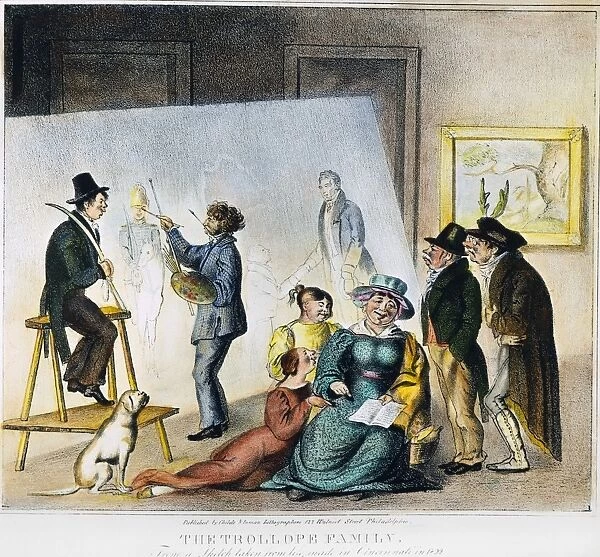 TROLLOPE FAMILY: CARTOON. The Trollope Family : American cartoon, 1832, satirizing