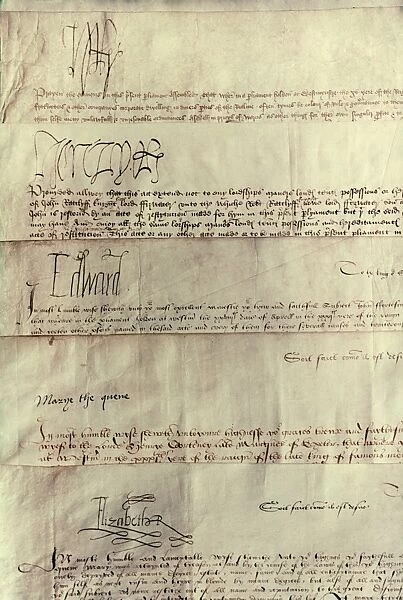 TUDOR MONARCHS. Signatures of the Tudor Monarchs (Henry VII to Elizabeth I)