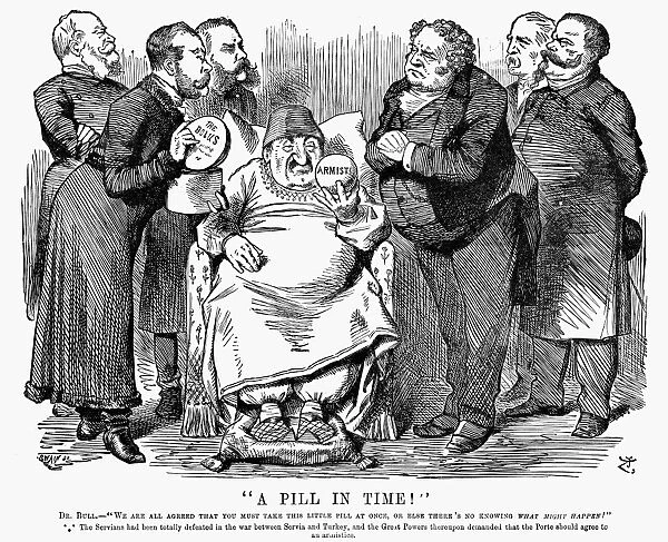 TURKEY: ARMISTICE CARTOON. A pill in time! An 1876 cartoon by John Tenniel