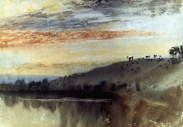 TURNER: PETWORTH LAKE. Petworth Lake at Sunset. Oil on canvas, c1829, by Joseph Mallord William Turner