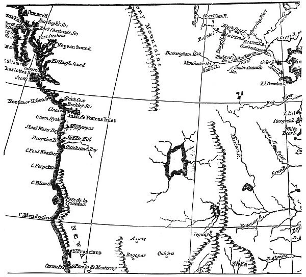 U. S. A. : MAP OF OREGON. A section of a 1795 map by J