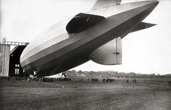 U. S. AIRSHIP, 1920s. The USS Los Angeles (constructed at the Zeppelin factory in Germany), preparing to ascend for a flight. Photograph 1920s