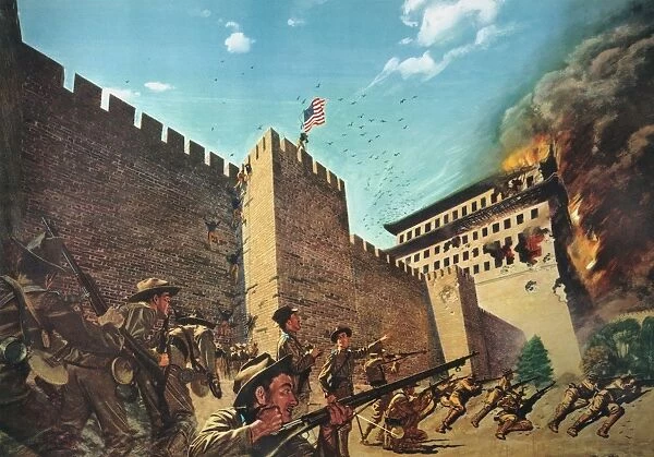U. S. Army forces in Peking (Beijing), China, to relieve the besieged legations, 1900. Oil on canvas by H. Charles McBarron, Jr
