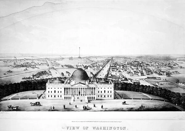 U. S. CAPITOL, 1850. A view of the United States Capitol, Washington, D. C. Lithograph
