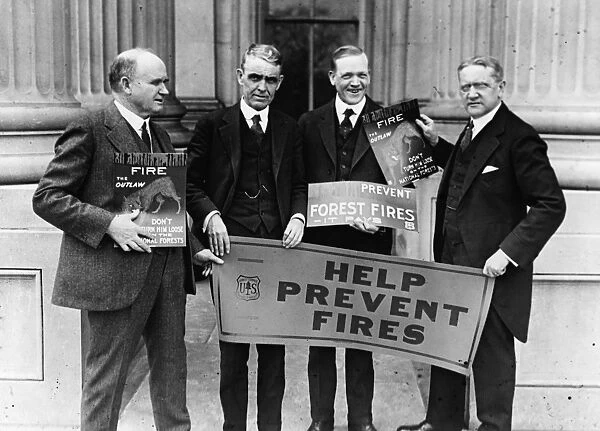 U. S. FOREST SERVICE, 1924. Republican senators holding fire prevention posters