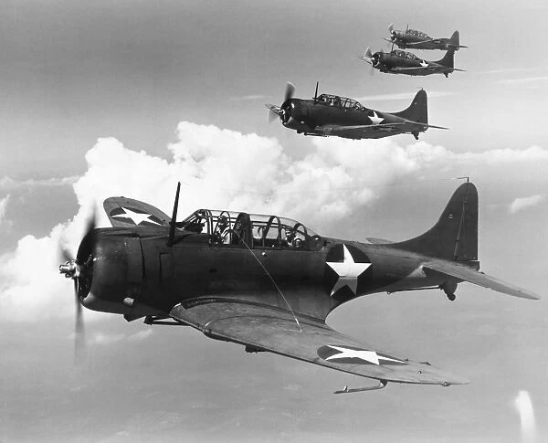 U. S. Navy Douglas Dauntless Scout bombers in formation, 1942
