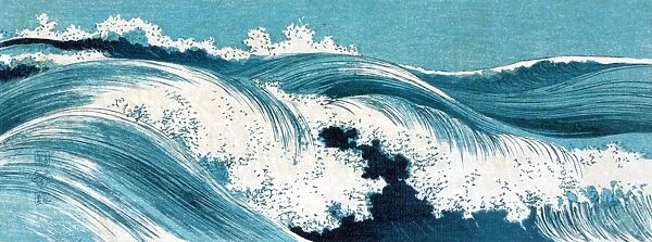 UEHARA: OCEAN WAVES. Color woodcut by Uehara Konen, early 20th century